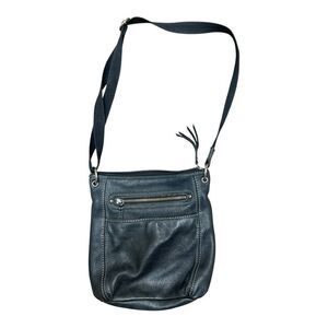 Sak Black Leather Crossbody Purse Adjustable Canvas Strap Classic Worn In Casual